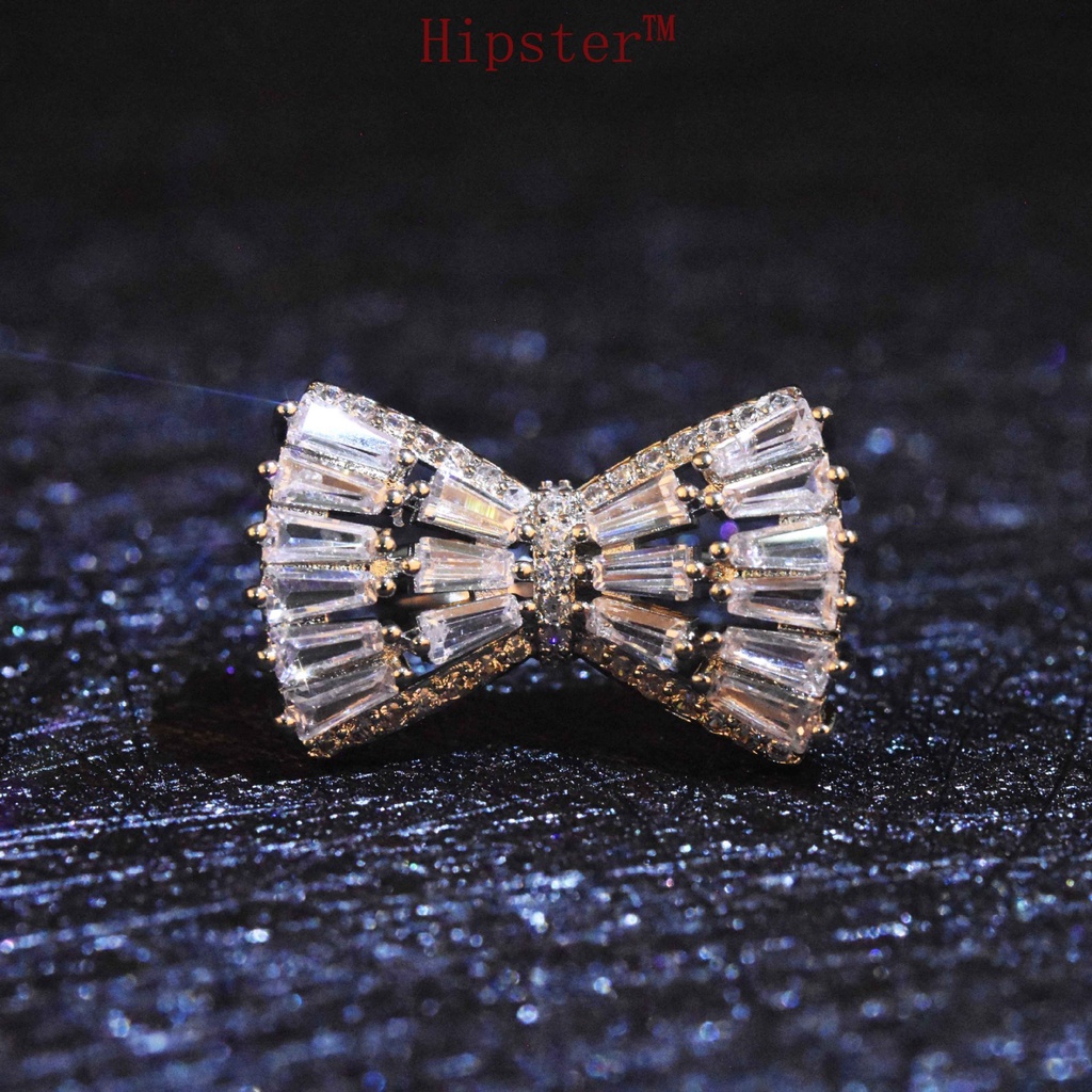 Super Fairy Bow Super Flash Diamond Stud Earrings High-Grade Necklace Sweet Light Luxury Rings Pendants Set