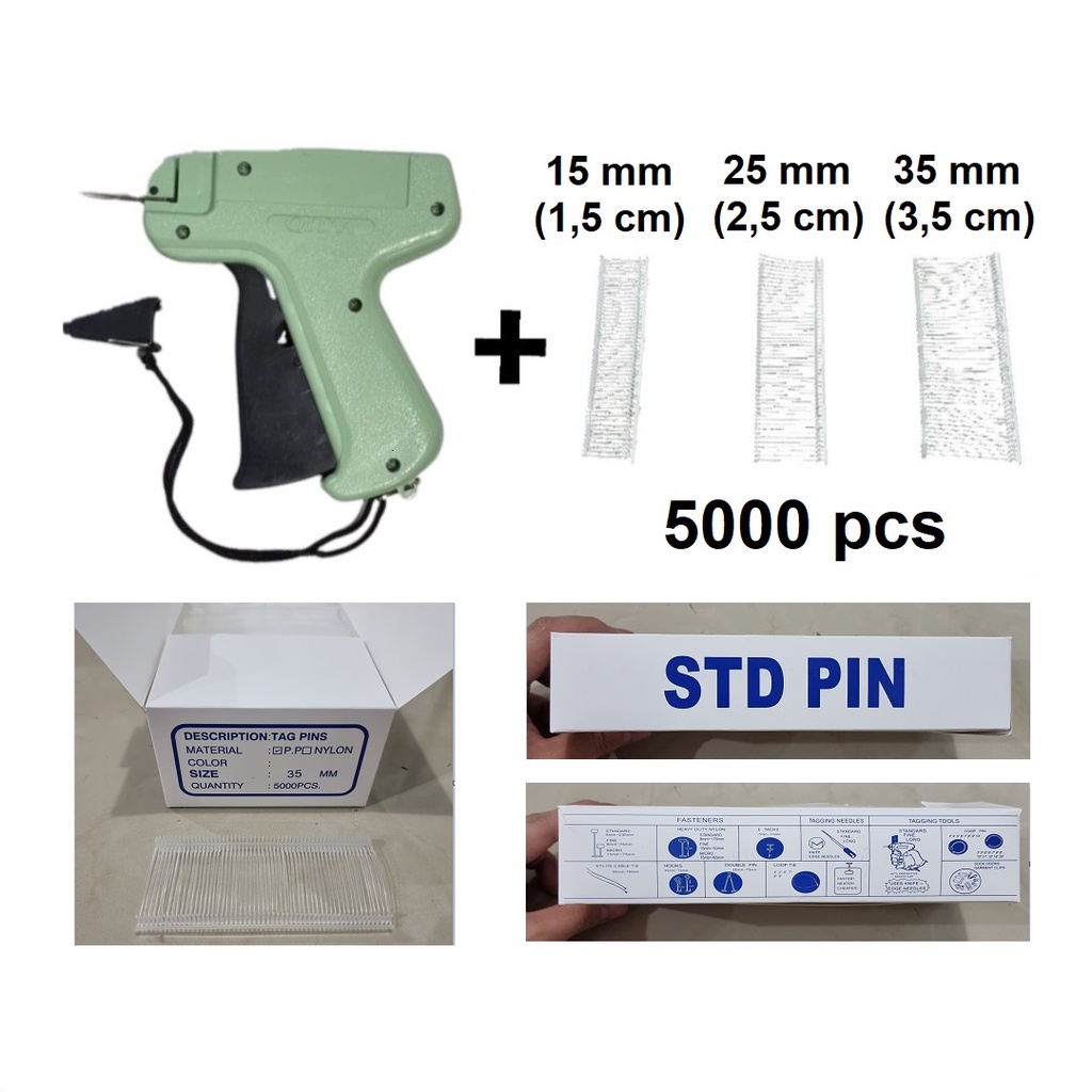 QIDA Tag Gun + Isi 5000 pcs Paket Tembakan Label Baju