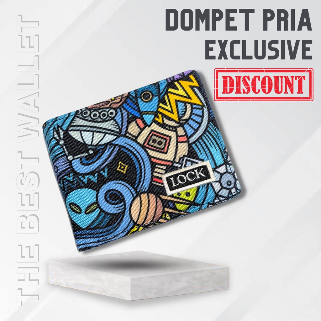 Dompet Pria Lipat Bifold Kanvas Anti Air Wallet Cowok Laki Laki Dompet Bermotif LS451