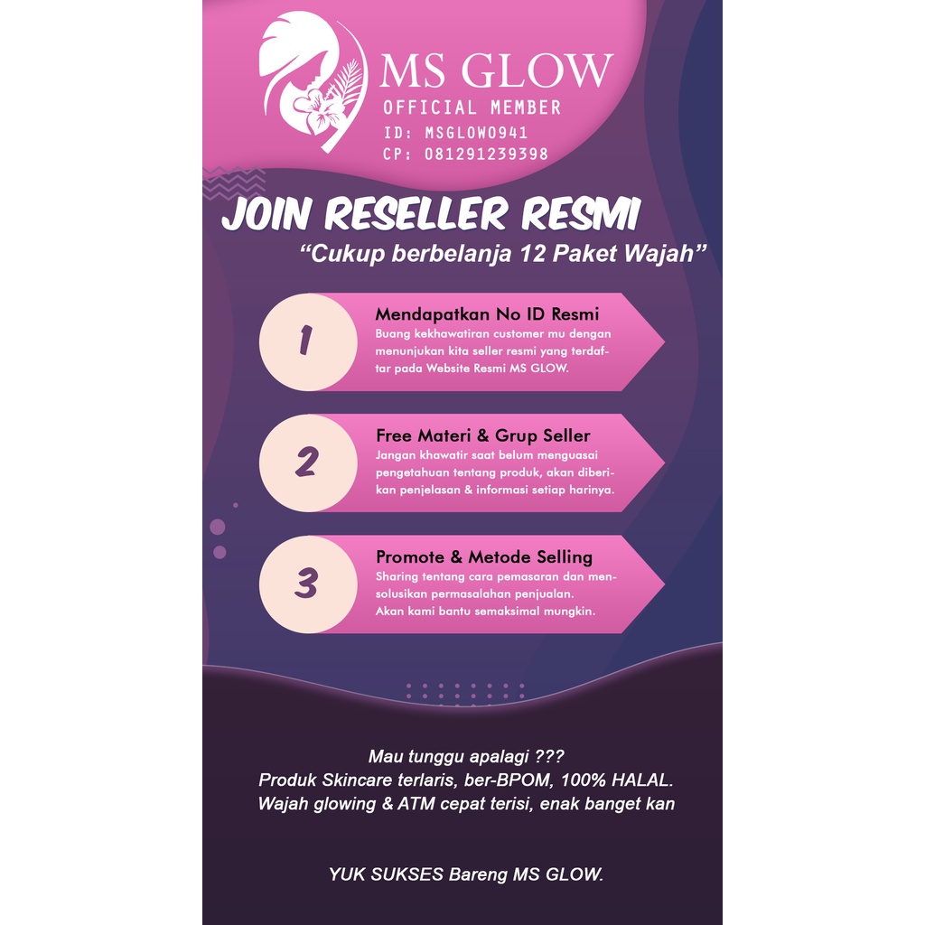 Join RESELLER  MS Glow Beauty Resmi Paket wajah