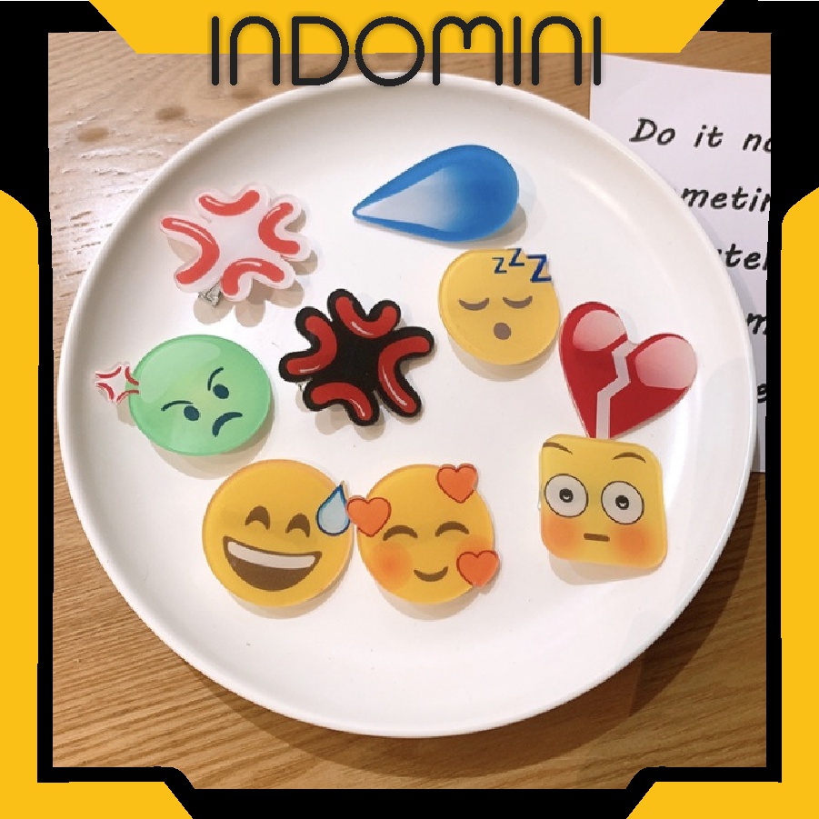 INDOMINI R566 Jepit Rambut Motif Emoji Gaya Korea Untuk Wanita Cod JAKARTA