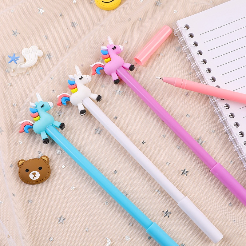 Pulpen Karakter Lucu / Pulpen Gel Premium Rainbow Unicorn