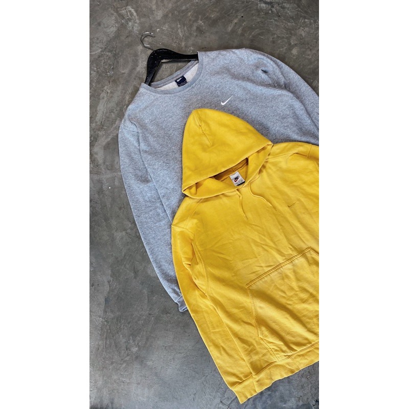 Vintage Hoodie Nike Yellow Mustard Small Logo