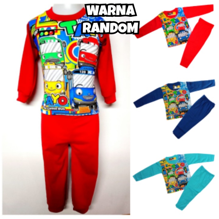 Setelan Baju Anak Laki Laki Bus Tayo Panjang