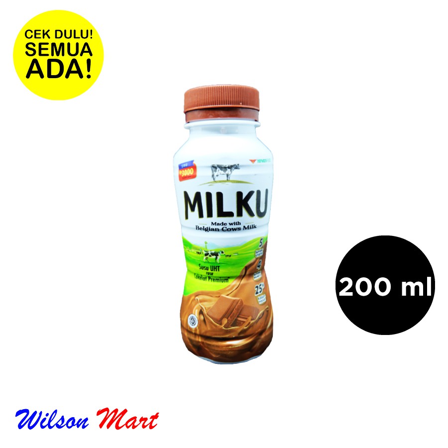 

MILKU BELGIAN COWS MILK SUSU RASA COKLAT PREMIUM 200 ML