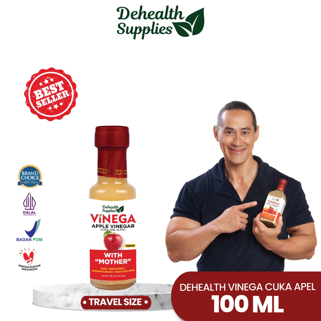 Dehealth Supplies VINEGA Apple Cider Vinegar (Cuka Apel Alami) 100 Ml