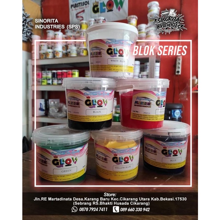 

Tinta Plastisol BLOK GLOW INK kemasan 1kg