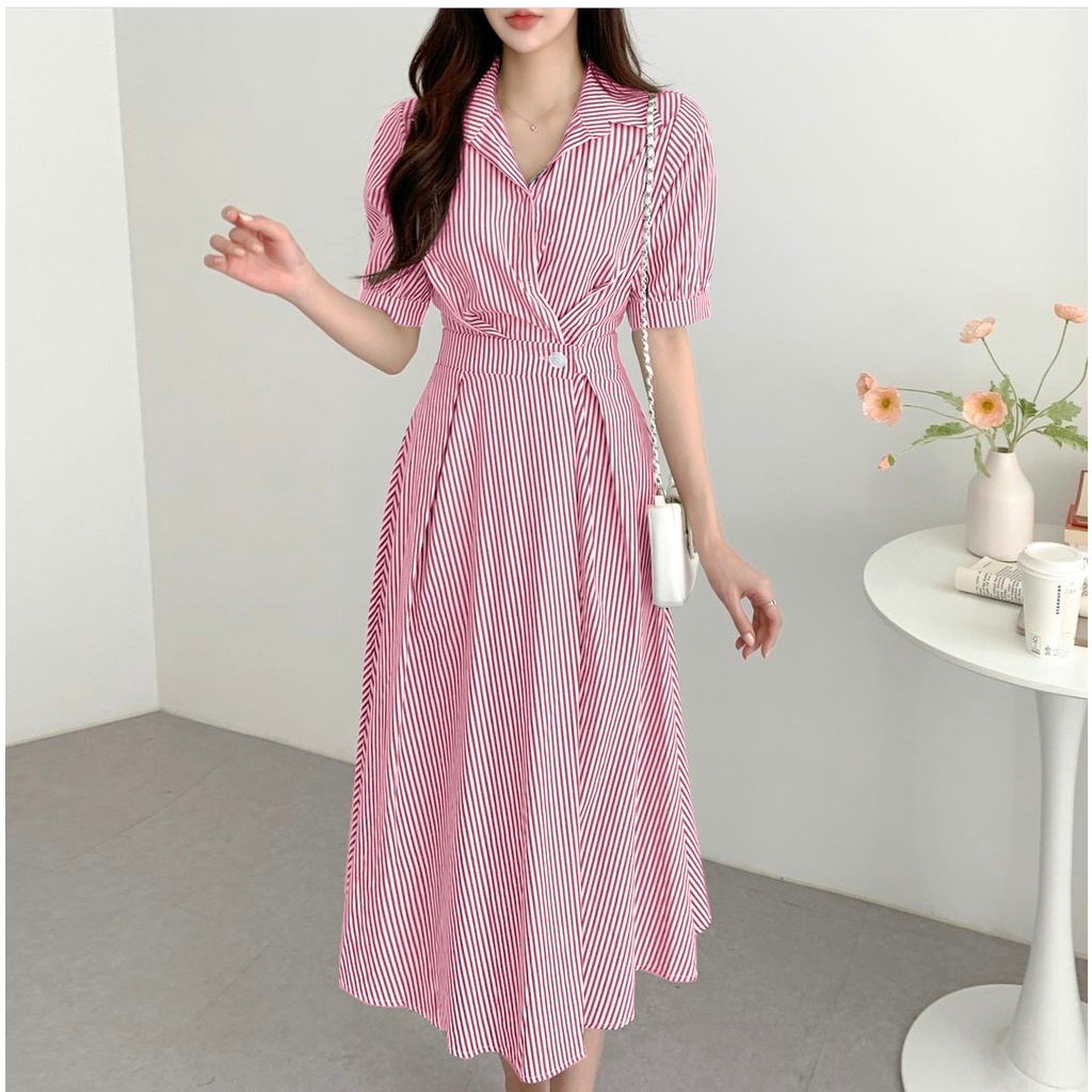 AS FASHION-COD-MIDI DRES WANITA KOREA TERBARU-DRES CASUAL-DRES NATAL