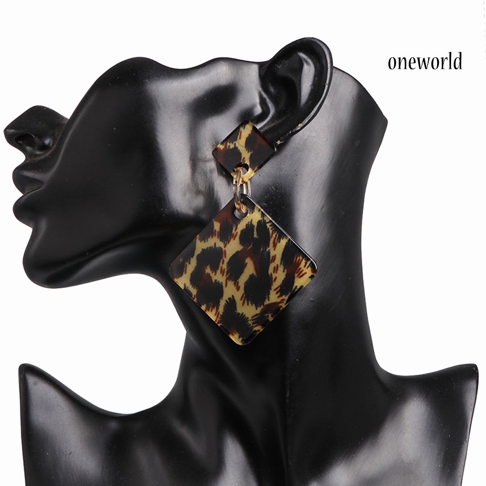 OW@ Fashion Geometric Acetate Leopard Eardrop Earrings Party Jewelry Accessory Gift