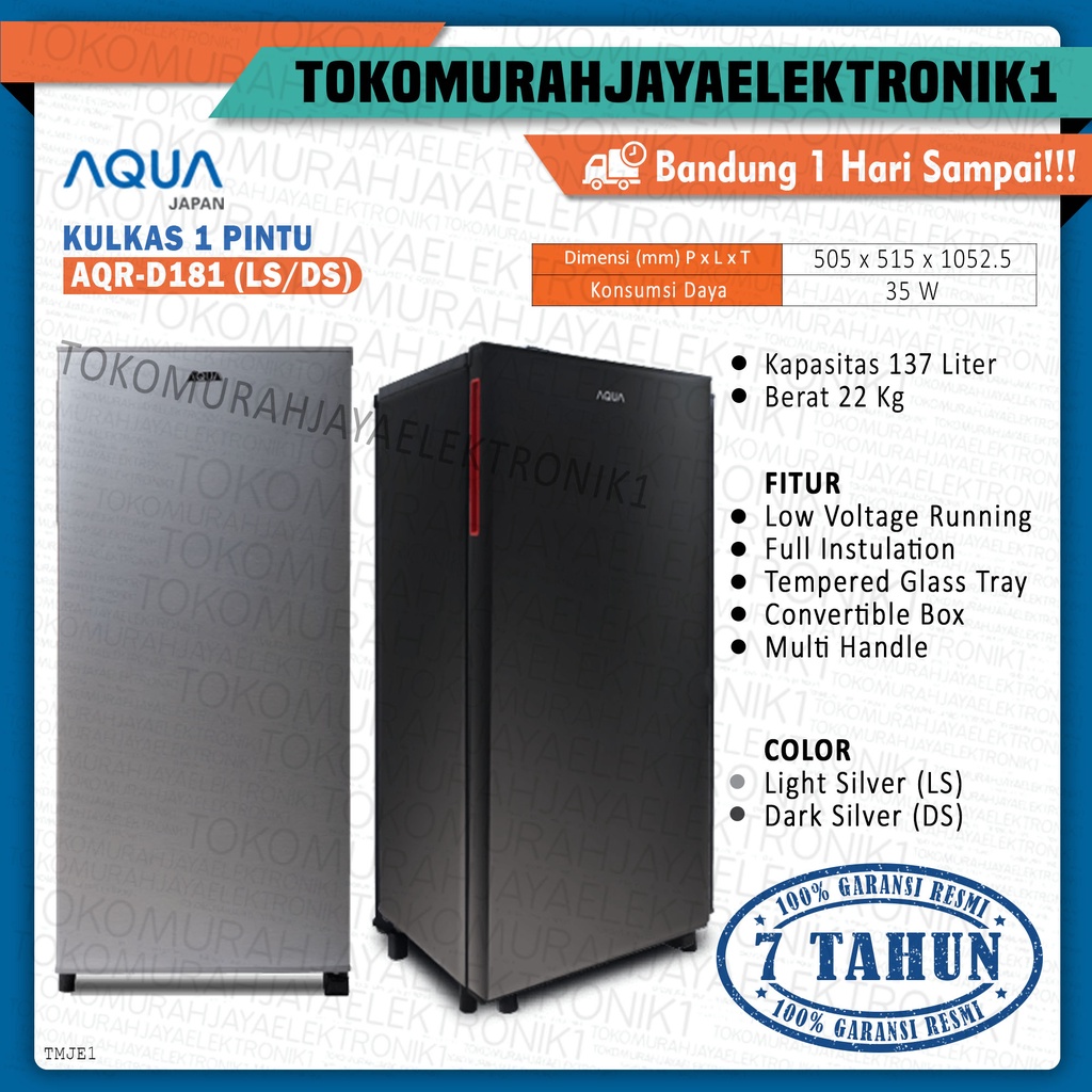Kulkas 1 Pintu Aqua Sanyo AQR-D 181/185 Big Freezer Low Watt #murah garansi resmi