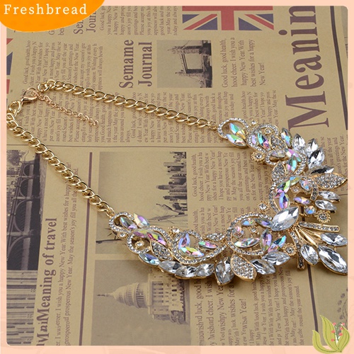 [TERLARIS]Colorful Rhinestone Flower Pendent Chain Choker Statement Collar Bib Necklace