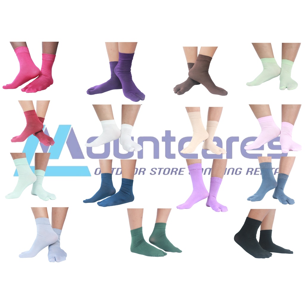 Sepasang Kaos Kaki Jempol Polos Warna Wanita Muslimah Di Atas Mata Kaki Lembut Elastis Polyester