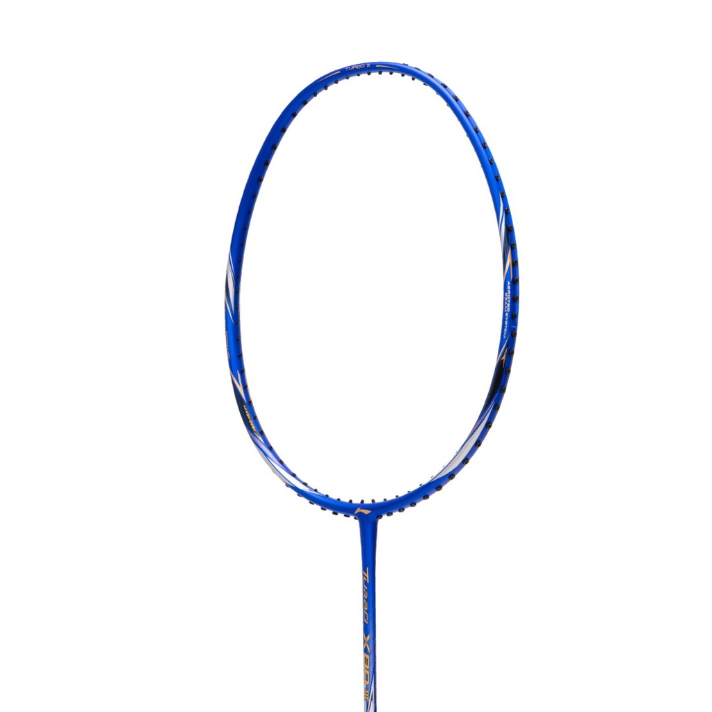 Li-Ning Badminton Racket Turbo X 80 III Blue/Silver AYPR142-4 Bundle Cover, String, Grip, T-Shirt