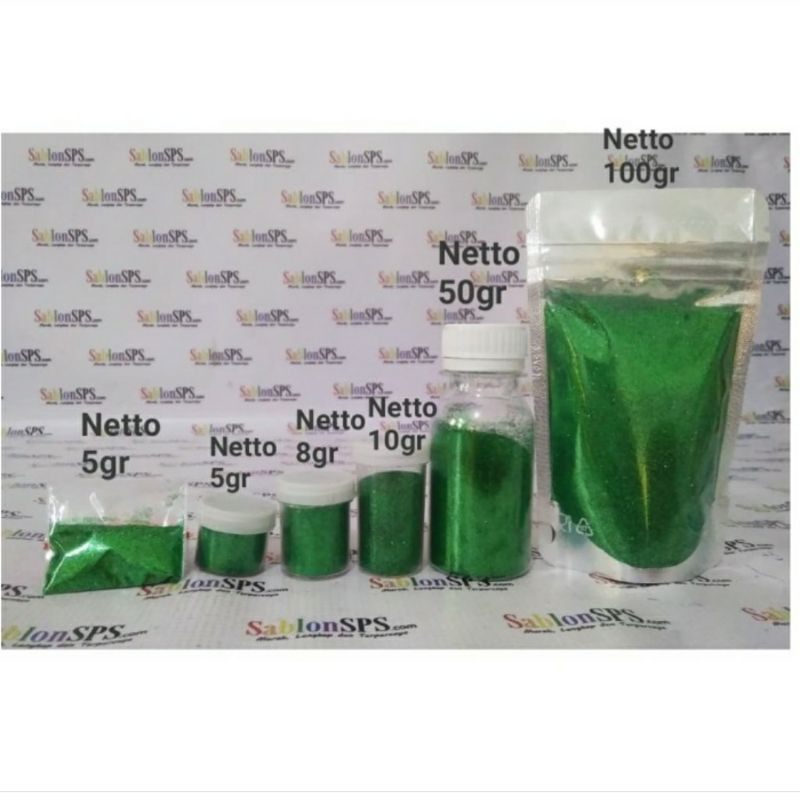 Bubuk Gliter Hijau / Green Glitter Powder 5gr Zip Lock 5 BUNGKUS