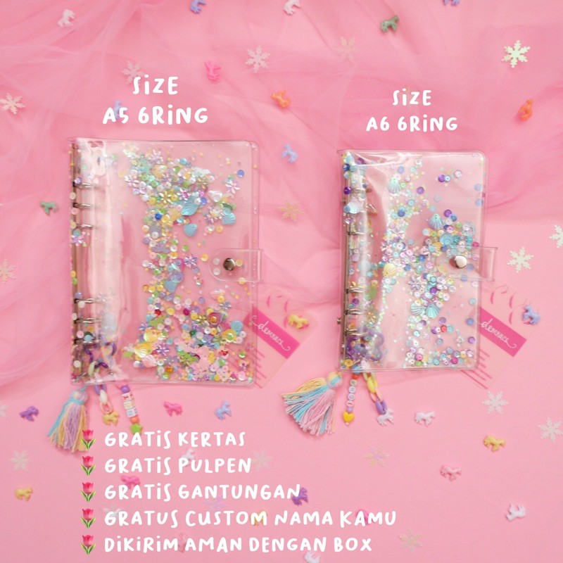 

Binder Clear A5 6ring & A6 6ring. Transparan Binder Emalee demnacs gratis gantungan nama & kertas
