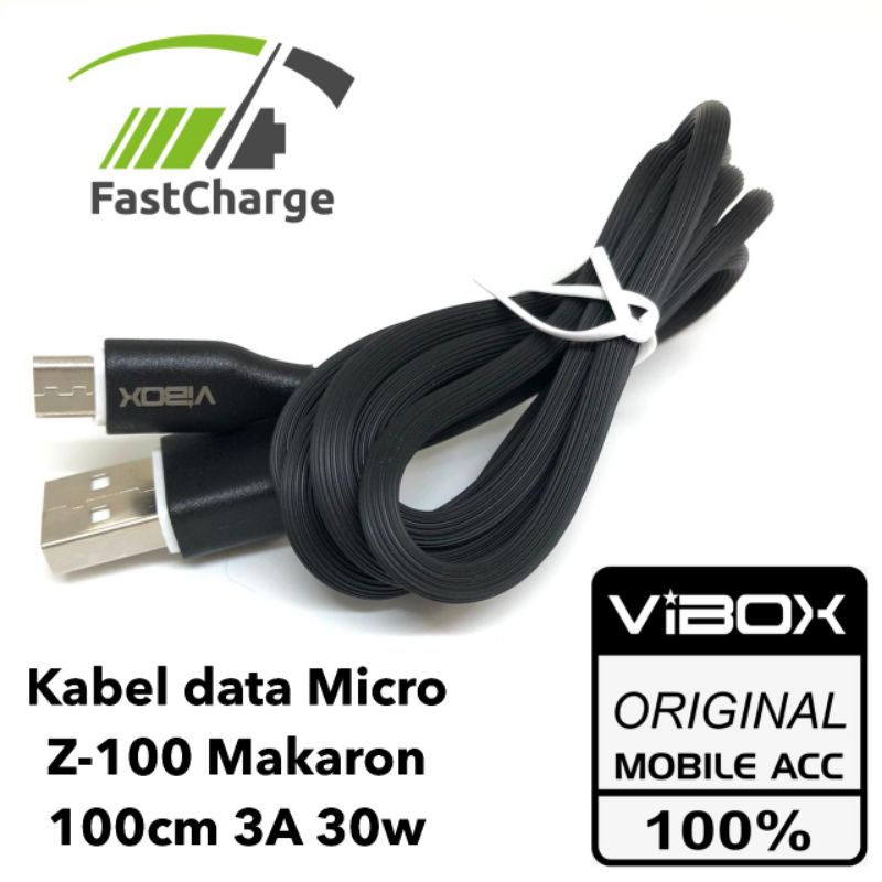 0Vibox Kabel data micro z100 macaron 100cm 3A 30w isi real full serabut tembaga material bahan terkuat original