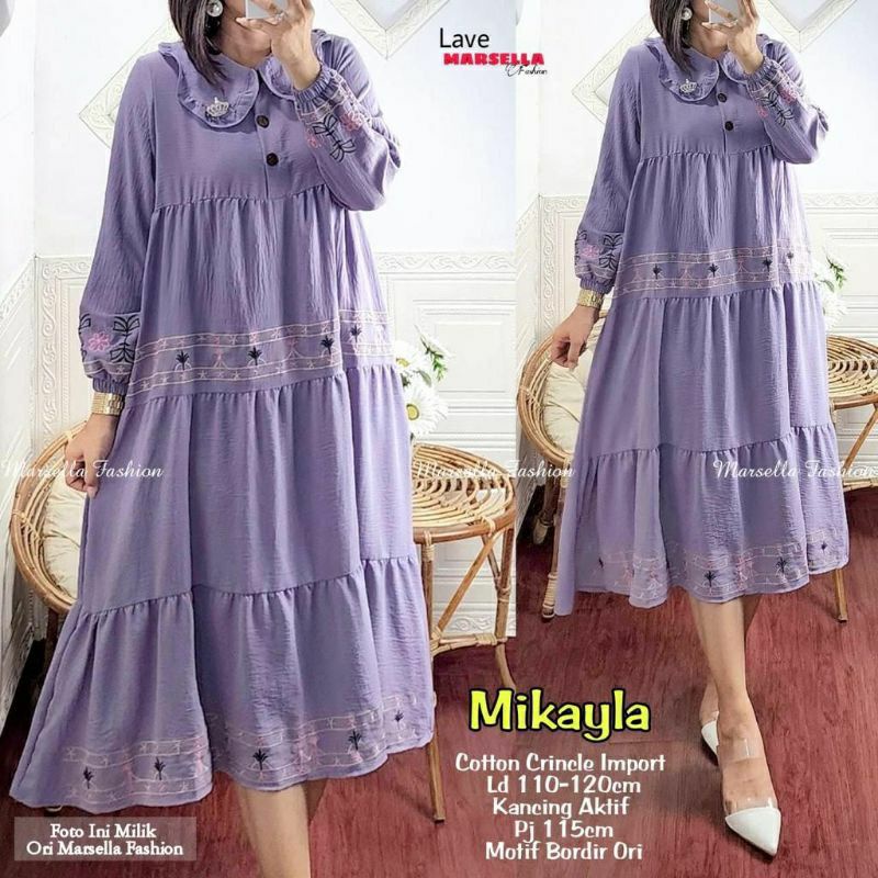 Mikayla Tunik, TUNIK CRINCLE SUPER CANTIK FIT XXL LD 112 CRINCLE IMPORT MIX BORDIR TERMURAH OOTD MODIS