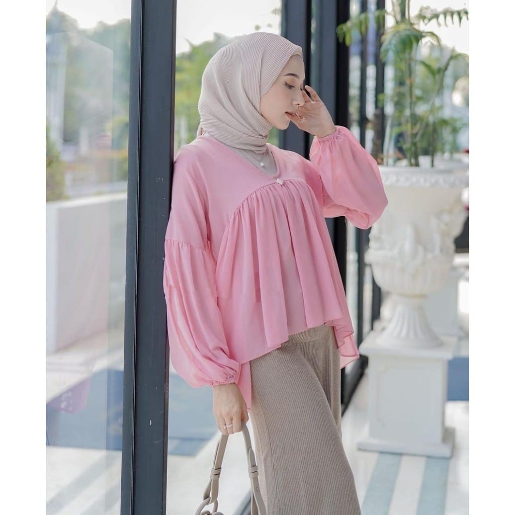 DISKON TYRA BLOUSE - blouse wanita / blouse kekinian / blouse cantik / simple blouse / blouse polos