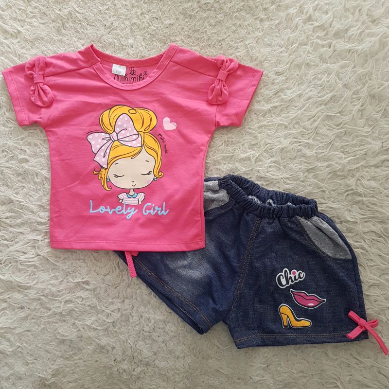 baju bayi girl denim set