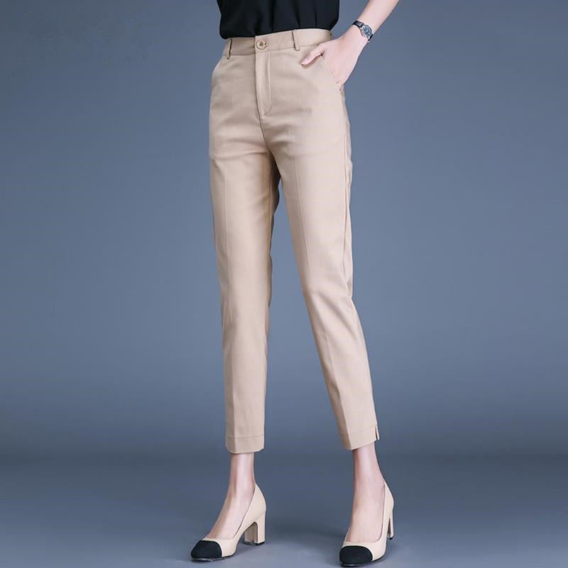  Celana  Panjang  Casual  Wanita  Model  High waist Dengan 