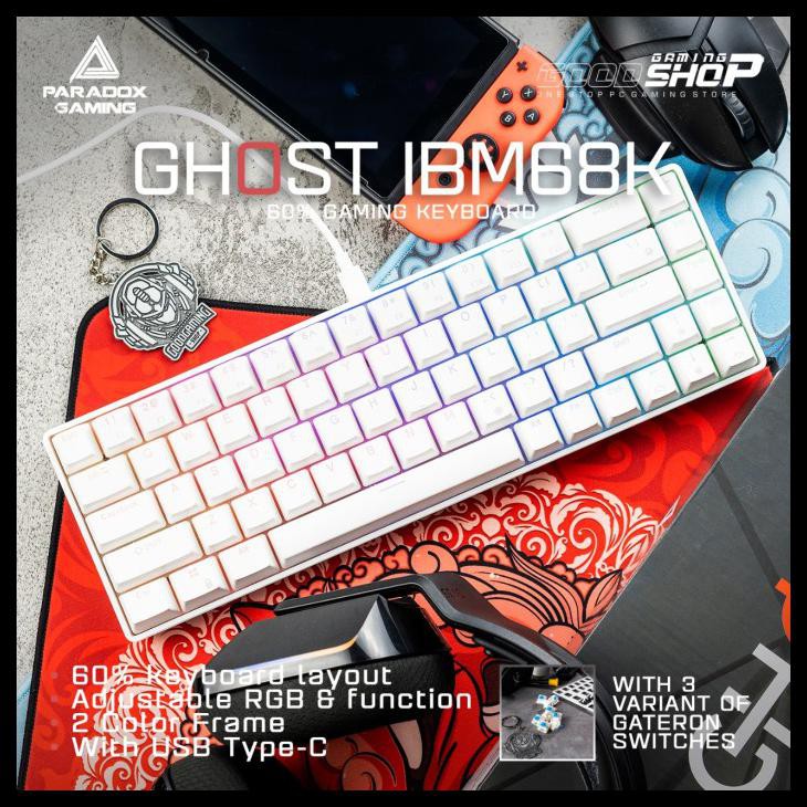 Paradox Gaming Ghost Ibm68K - Gaming Keyboard - Putih, Merah