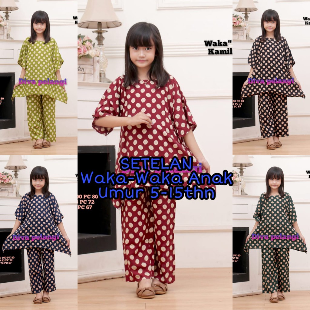 NEW STELAN ANAK PEREMPUAN / ONE SET WAKA WAKA ANAK PEREMPUAN / ONE SET TIE DYE ANAK UMUR 5-15THN