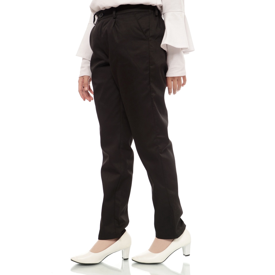 Celana Bahan Celana Kerja Kantor Kuliah Celana Panjang Wanita Chinos, Celana Katun Stretch Baggy Pants Kancing NHM