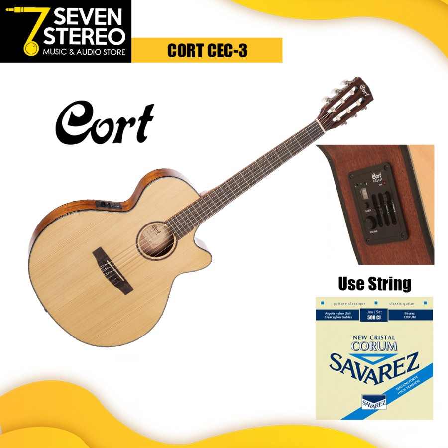 Cort CEC3 CEC-3 Classic Electric Acoustic Guitar Nylon Original