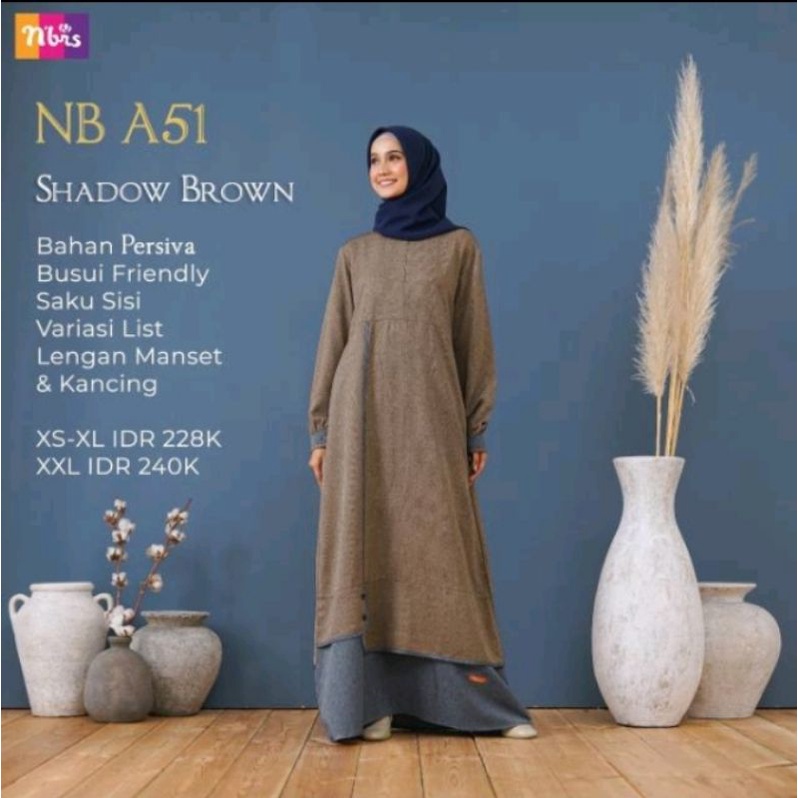 Gamis Nibras terbaru NB A51 Shadow Brown