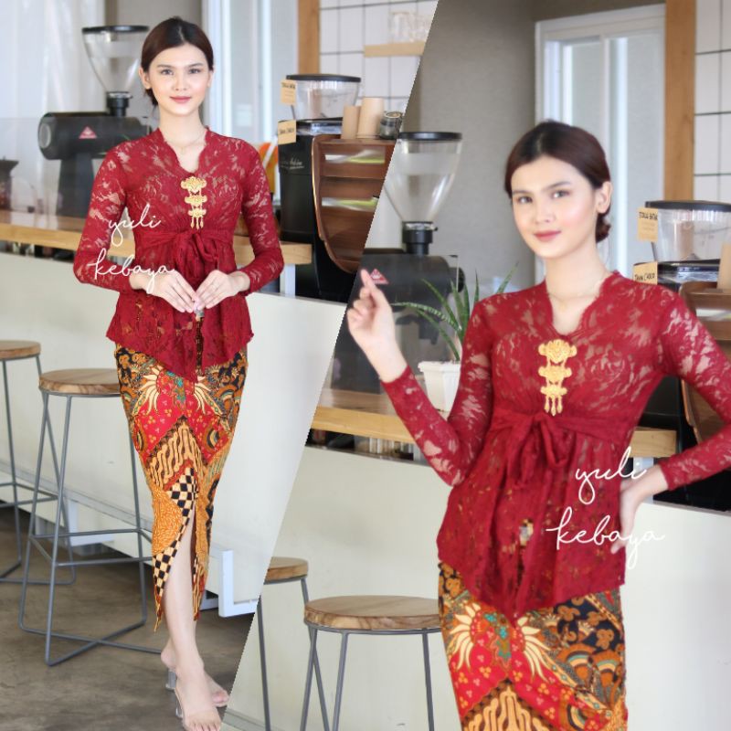 Kebaya Bali Modern Ikat Maribel Kebaya Merah Maroon Kebaya Bali Modern Ikat Maribel Kebaya Merah Maroon