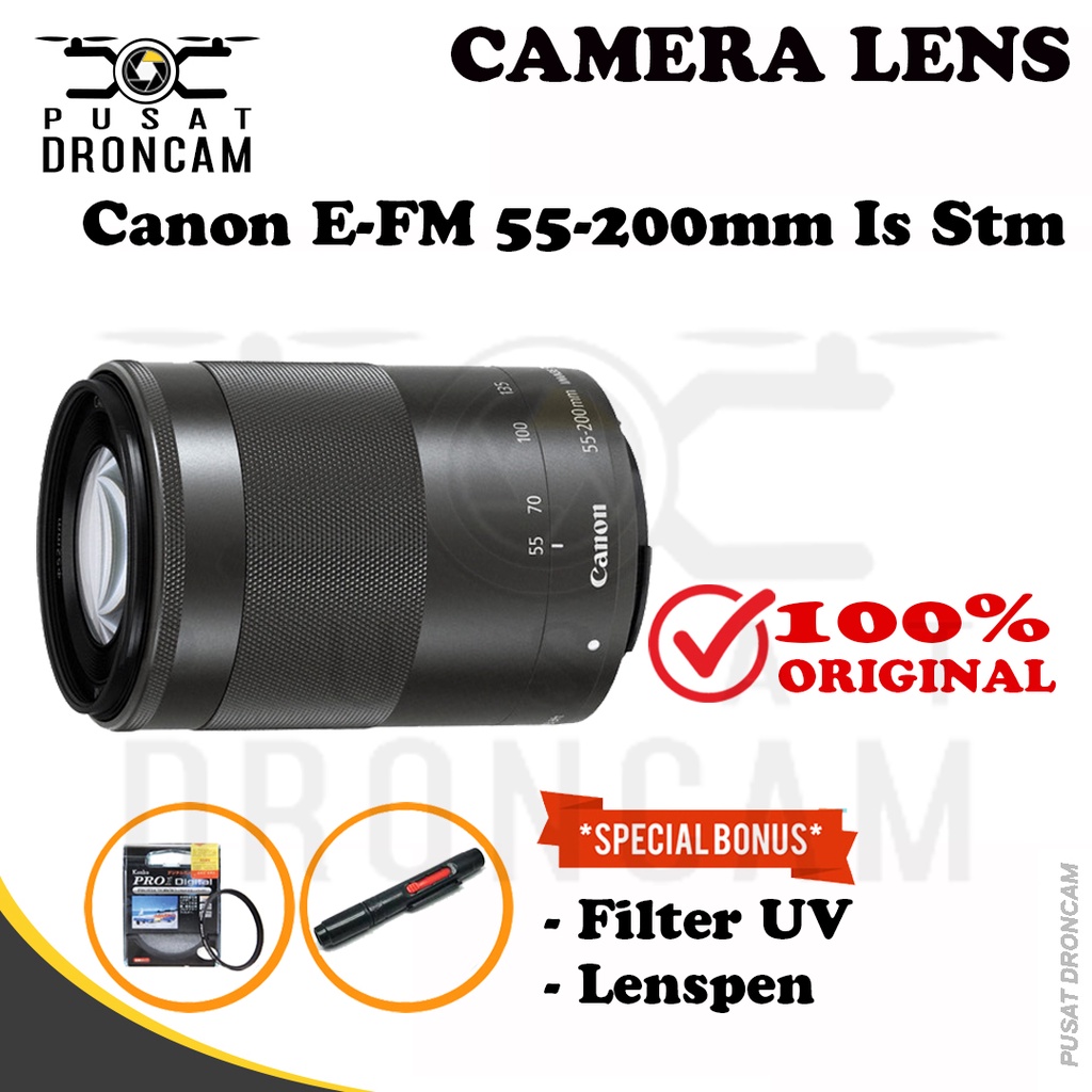 Lensa Tele Canon EF-M 55-200mm IS STM Mirrorless EOS M10 M3 M100 M5 M6