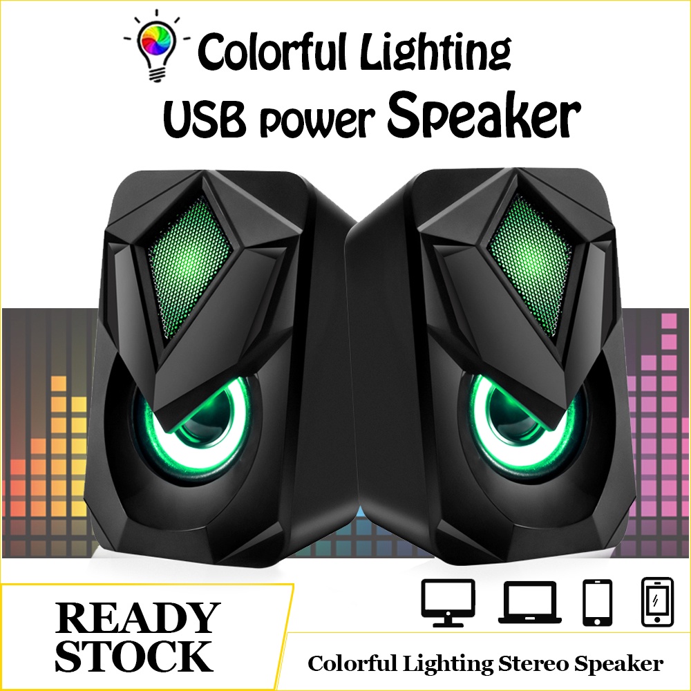 Speaker RGB Speaker Komputer Laptop PC HP Speker Gaming Stereo Super Bass 2.0 Channel Speaker USB Mini Multimedia