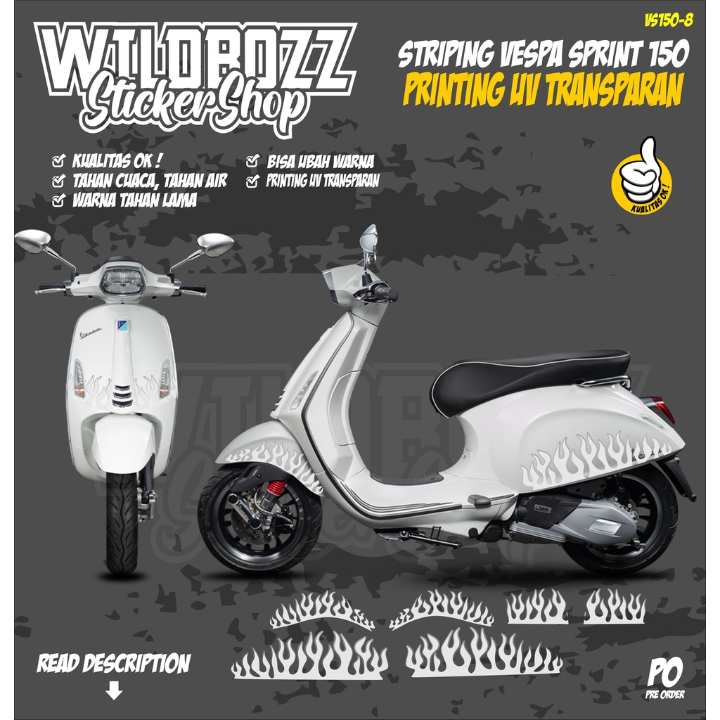 striping vespa sprint 150 printing uv transparan  (vs150-8) wildbozz sticker