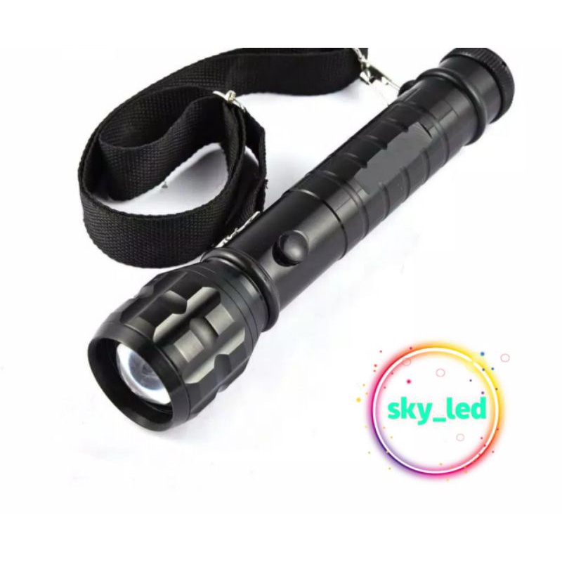 senter swat police/panjang  3baterai besar/baterai abc besar/senter /body besi/ baterai besar