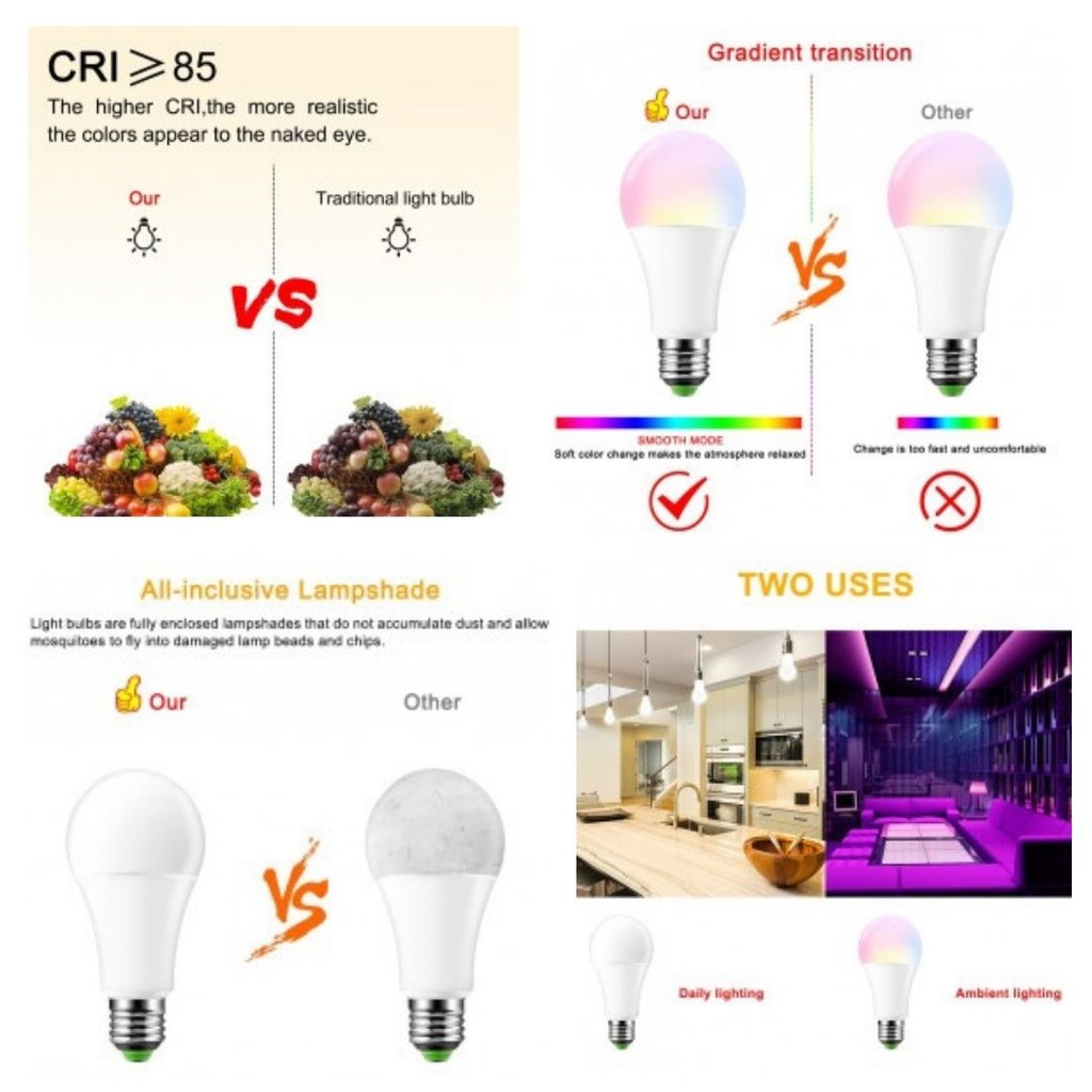 Smart Magic Lampu Bohlam RGB Warna Warni Remote Unik Ajaib 111152