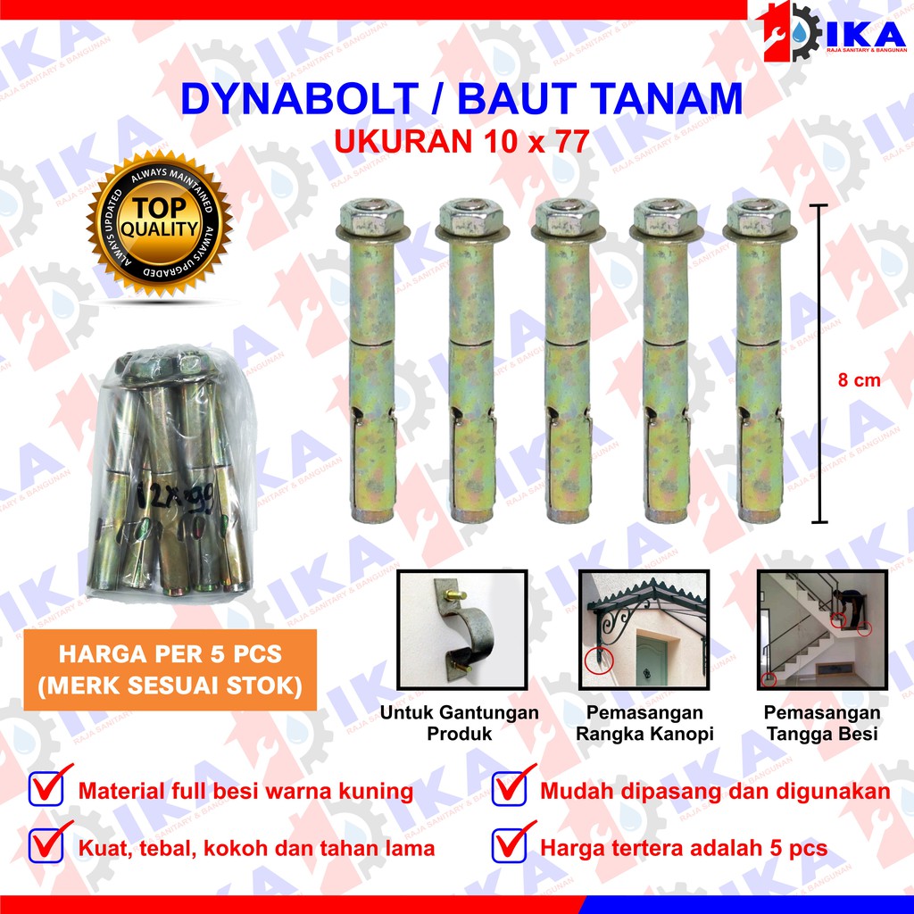 Dinabol (HARGA 1SET ISI 5BUAH PALING MURAH ) / dynabolt / Baut Tembok Ukuran Komplit Harga Per 5 pcs