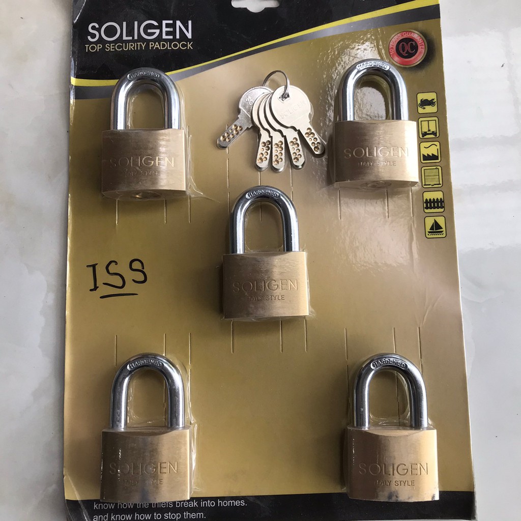 Gembok Master Key SOLIGEN 5 pcs Kuningan 50 mm Komputer