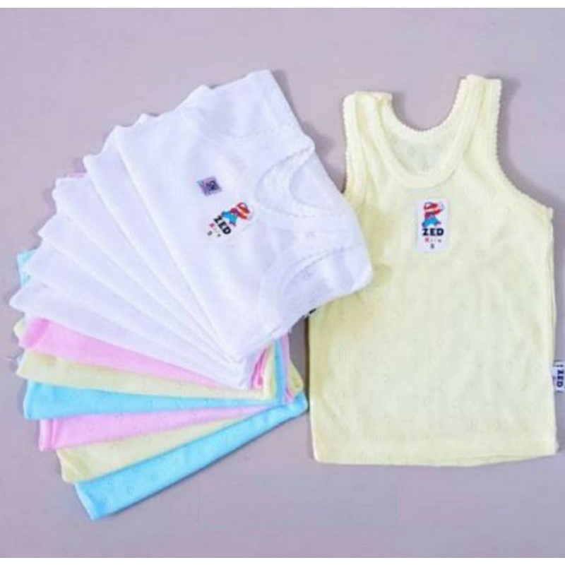 SINGLET BAYI ZED KID UKURAN L ISI 6 PCS WARNA DAN PUTIH - KAOS DALAM SINGLET BAYI ZED KID