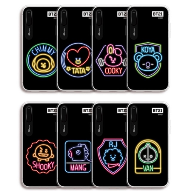 BT21 iPhone Neon Graphic Lighting Case / BT21 Phone Case / Casing HP BT21