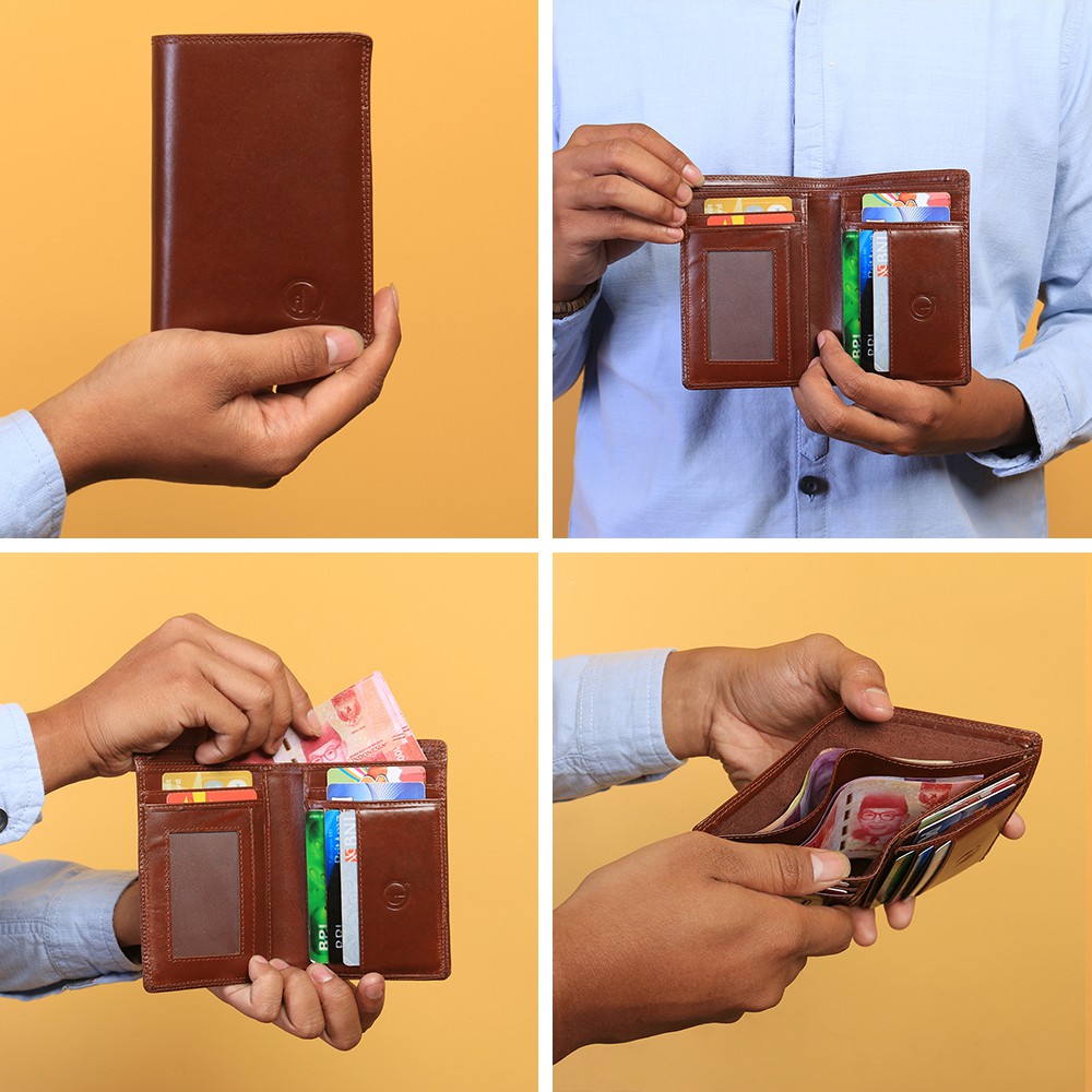 DOMPET PRIA FULL KULIT SAPI ASLI 100% TANPA FURING 10 SLOT KARTU TAHAN PANAS ANTI MENGELUPAS D003 K