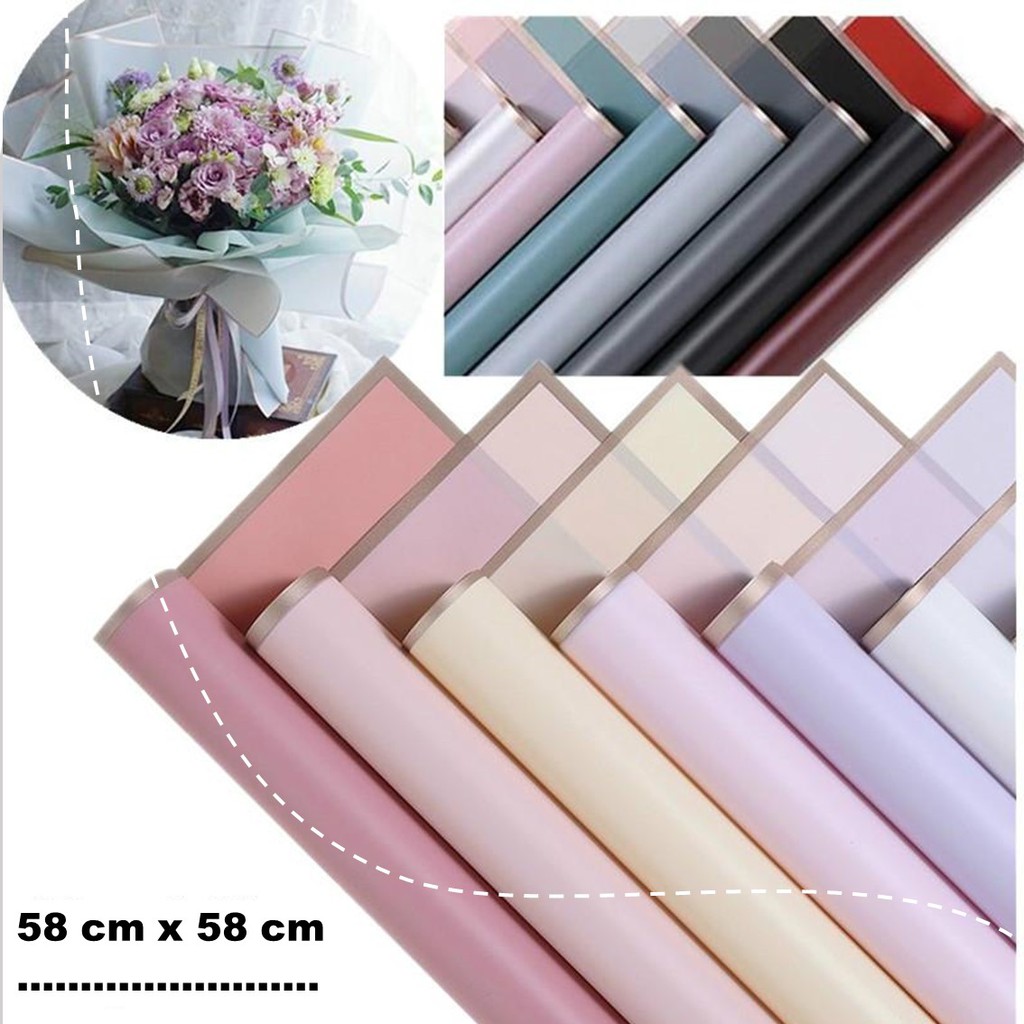 Cellophane Bucket Flower Wrapping dengan Line Gold