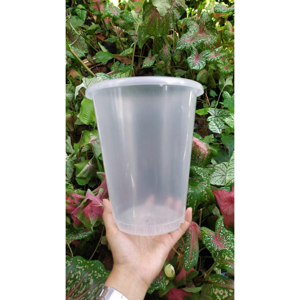 Pot Bunga NKT Tower 18 Bening / Pot Tanaman Plastik