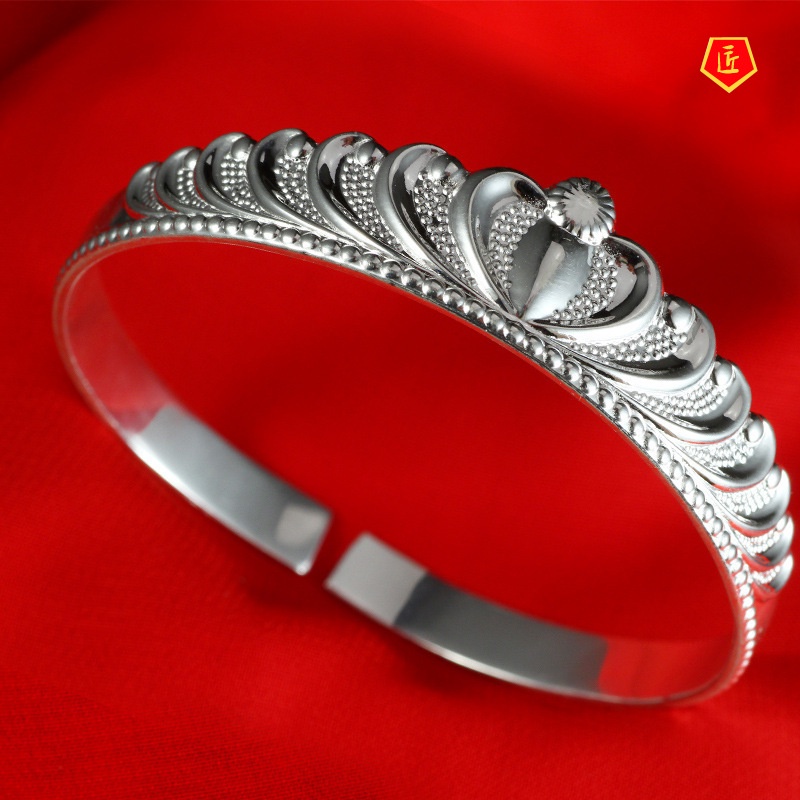 [Ready Stock]Women's Creative Fashion Crown Silver Bracelet