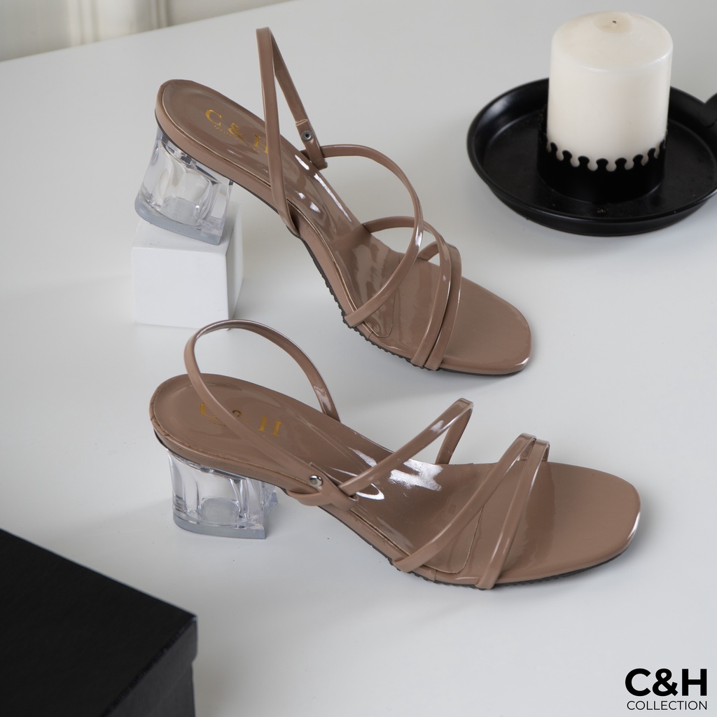 sandal heels wanita gabriella / hak kaca 5cm