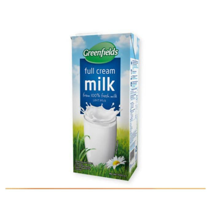 

Susu Greenfields full cream milk UHT. 1000 Ml.