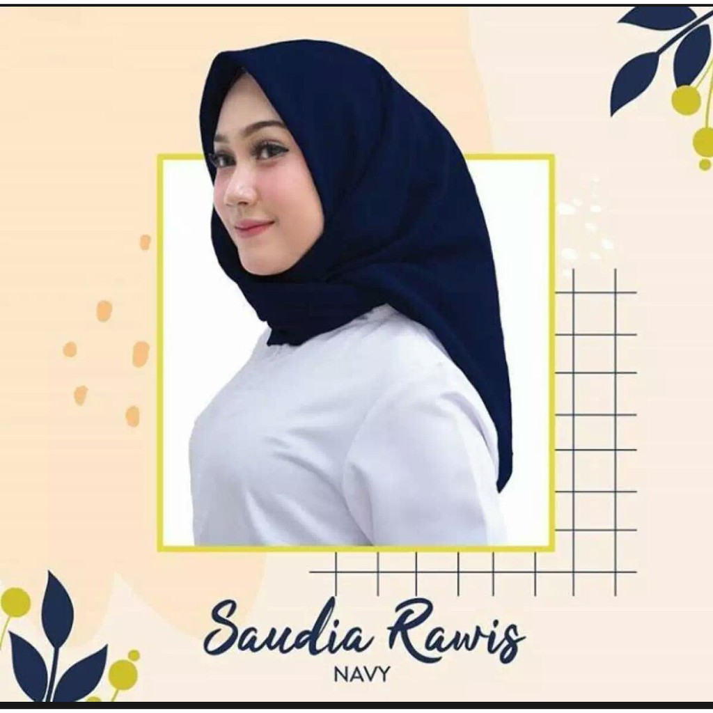 WAJIB PUNYA JILBAB SAUDIA RAWIS SEGI EMPAT MURAH /HIJAB SAUDIA RAWIS / KERUDUNG SAUDIA RAWIS TERBARU-Navy