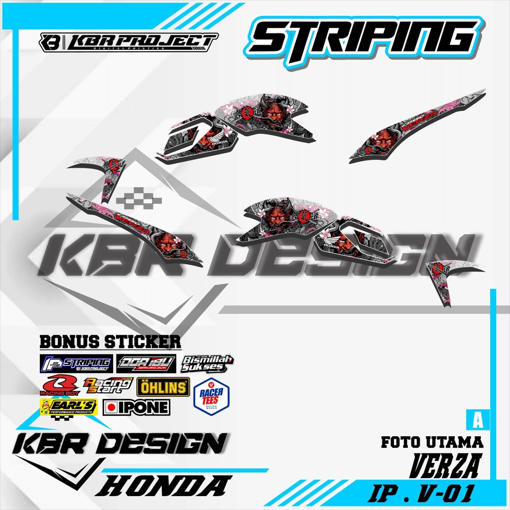 VERZA (COD) STICKER STRIPING Lis Variasi Motor Honda VERZA Tahun 2013 Semi Full Design V-01