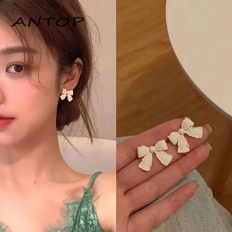 Anting Tusuk Bentuk Pita Bahan Alloy Untuk Wanita