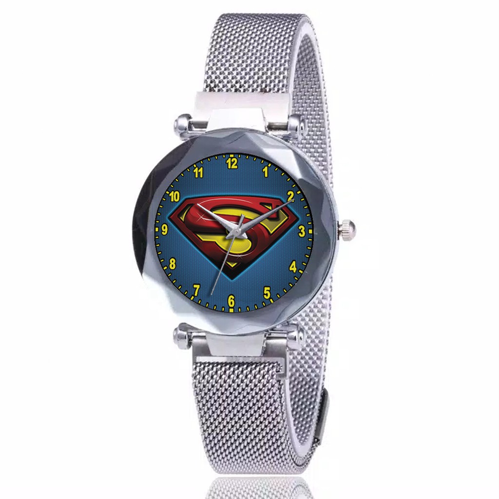 Jam Tangan Wanita Custom - SUPERMAN MOTIF 1 Free Box &amp; Batre Cadangan