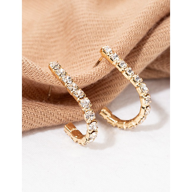 LRC Anting Tusuk Fashion U-shaped Diamond Earrings F4881X